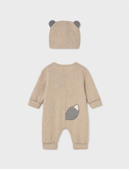 Mayoral 2613 Unisex Baby's Bear Onesie & Hat Set 2PC – Cereal
