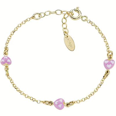 Amen BRJ3CUGRO3 Girl's Gold Plated Pink Heart Bracelet