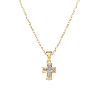 Amen CLCCGBZ3 Women’s Gold Plated White-CZ Cross Necklace