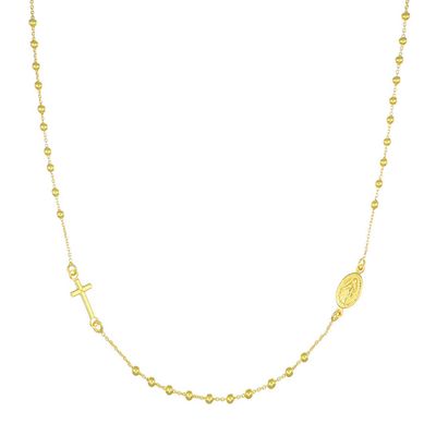 Amen CROG25 Women’s Gold-Plated Silver 2.5mm-Classic Rosary Chocker Necklace