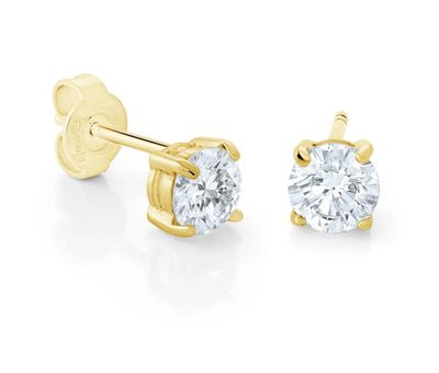 Italgem SEA327 Gold S.Steel 5mm White CZ Stud Earrings Set
