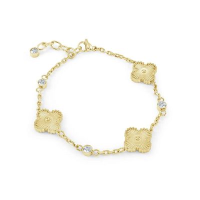 Italgem SWB259-GO Women's Gold-Plated 13mm Lucky Clover Link 6.5+1" Bracelet