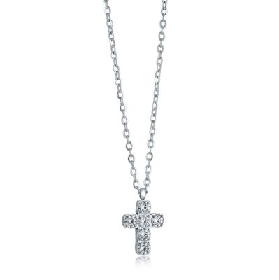 Italgem SWP94 Women’s S.Steel White-CZ Cross Necklace