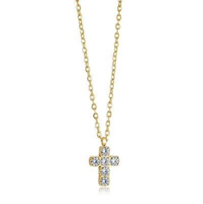 Italgem SWP95 Women’s Gold Plated White-CZ Cross Necklace