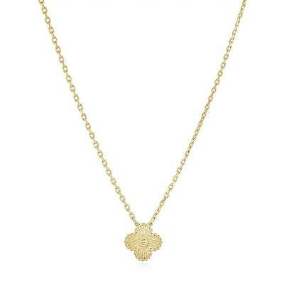 Italgem SWN118-GO  Women's Gold Plated 15mm Lucky Clover Link 18+2" Necklace