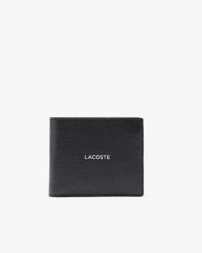 Lacoste NH5053OI Men's Billfold Coin Split Cow Leather Wallet – Black
