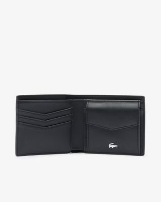 Lacoste NH5053OI Men's Billfold Coin Split Cow Leather Wallet/ BLACK