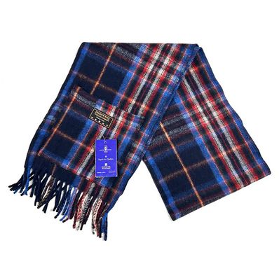 Patrick King 1001-ESPRIT DU QUEBEC- Lambswool Scarf-Checkered/ BLUE