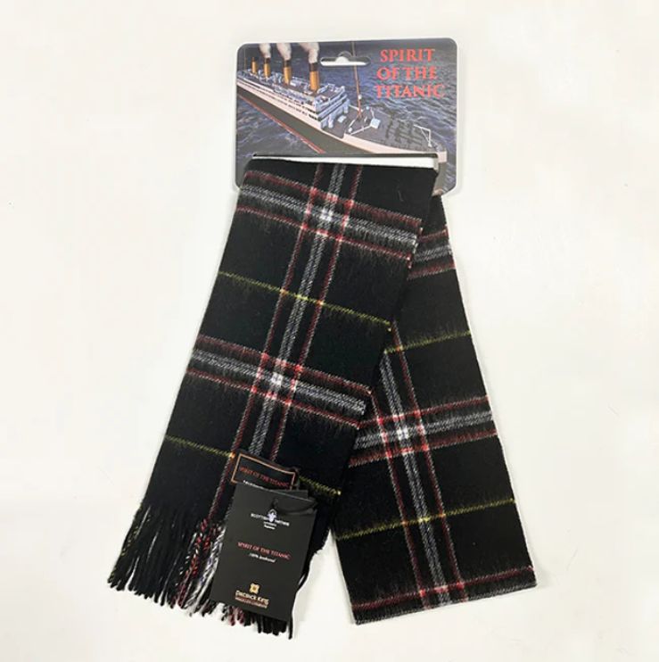 Patrick King 1001-SPIRIT OF THE TITANIC- Lambswool Scarf-Checkered – Black-Red