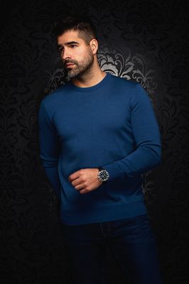 Au Noir MARINI_C-Men's LS Round Neck Wool Sweater/