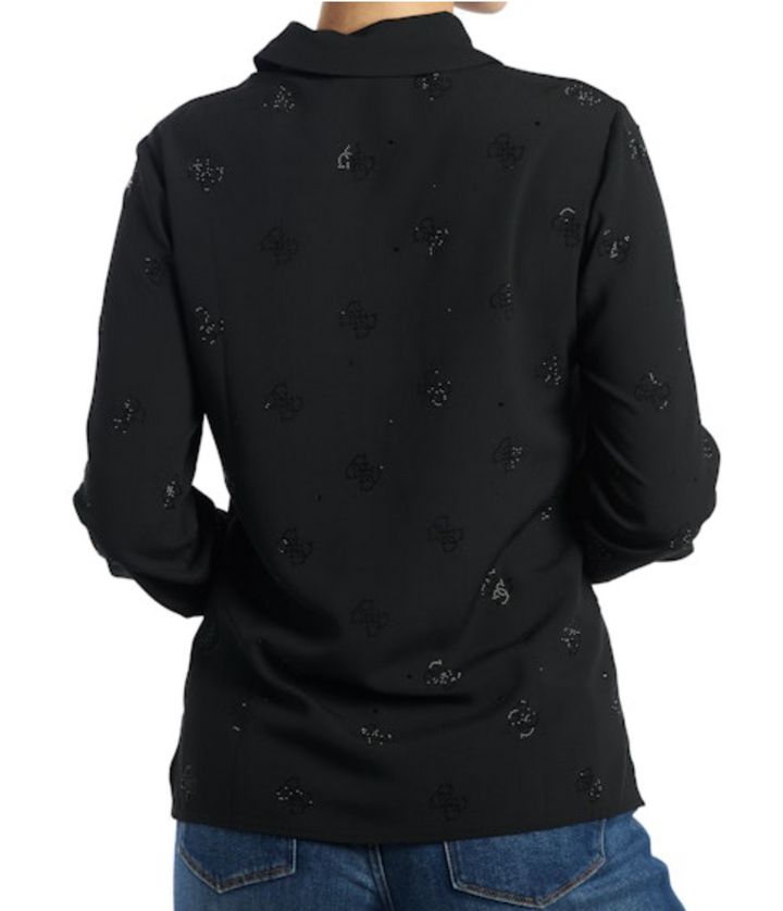 Guess W5BH80W2982 Women's Long Sleeve Flore Logo Hotfix Shirt