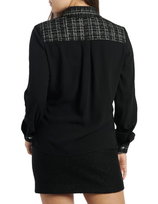 Guess W5BH55W238 Women's Sandra Mix Tweed Shirt