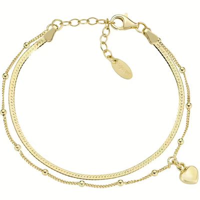 Amen BR2PICUG Women's Gold Plated Double Chain Heart Bracelet