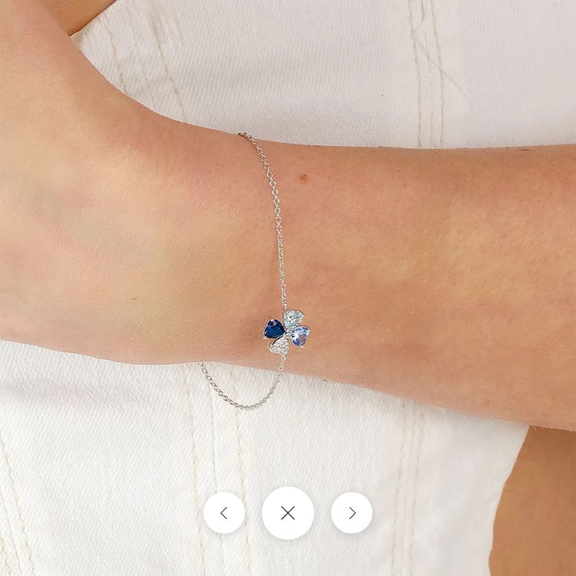 Amen BRQUBMBL Women's Silver & Blue CZ Four Leaf Clover Bracelet - Luck