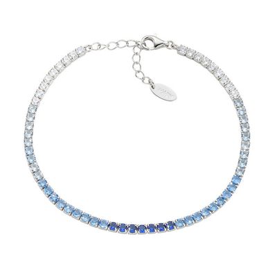 Amen BT25DEBBL17 Women's Silver Tennis Bracelet w/ Blue Ombre Zircons
