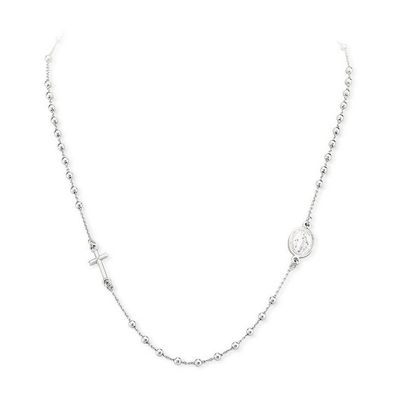 Amen CROB25 Women's Silver Classic Rosary Chocker Necklace