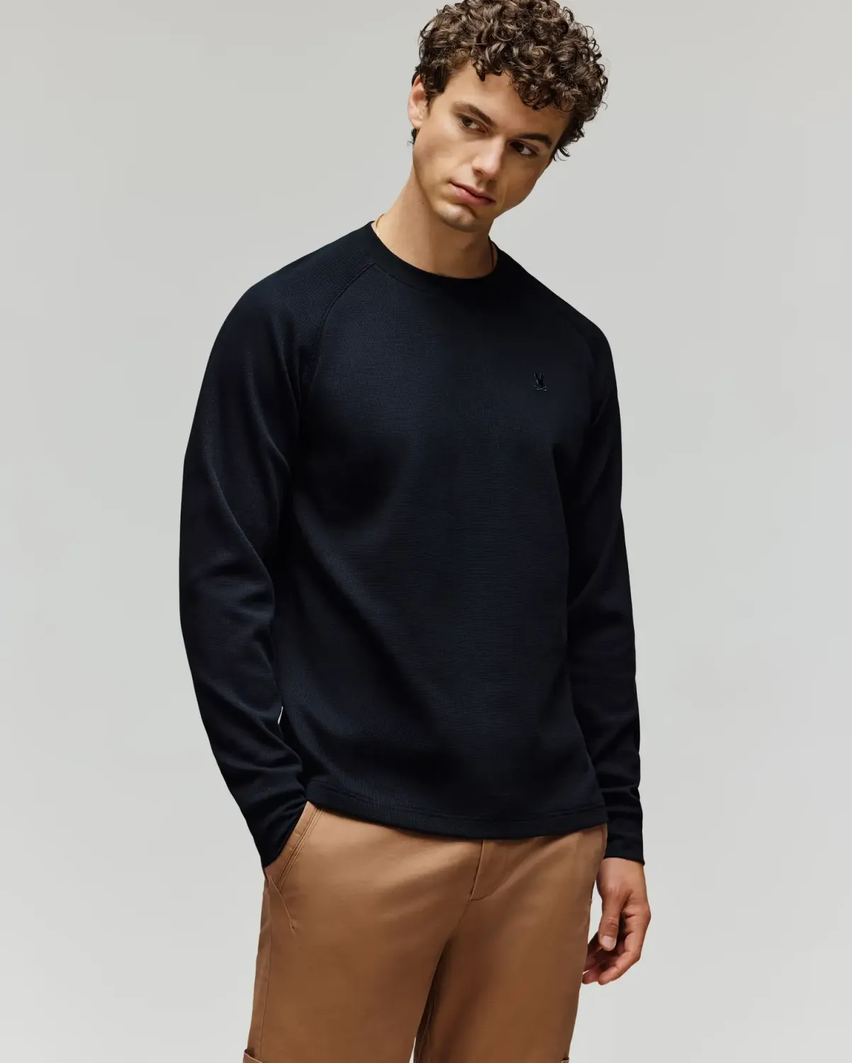 Psycho Bunny MT0200091 L/s Round Neck Waffle Top