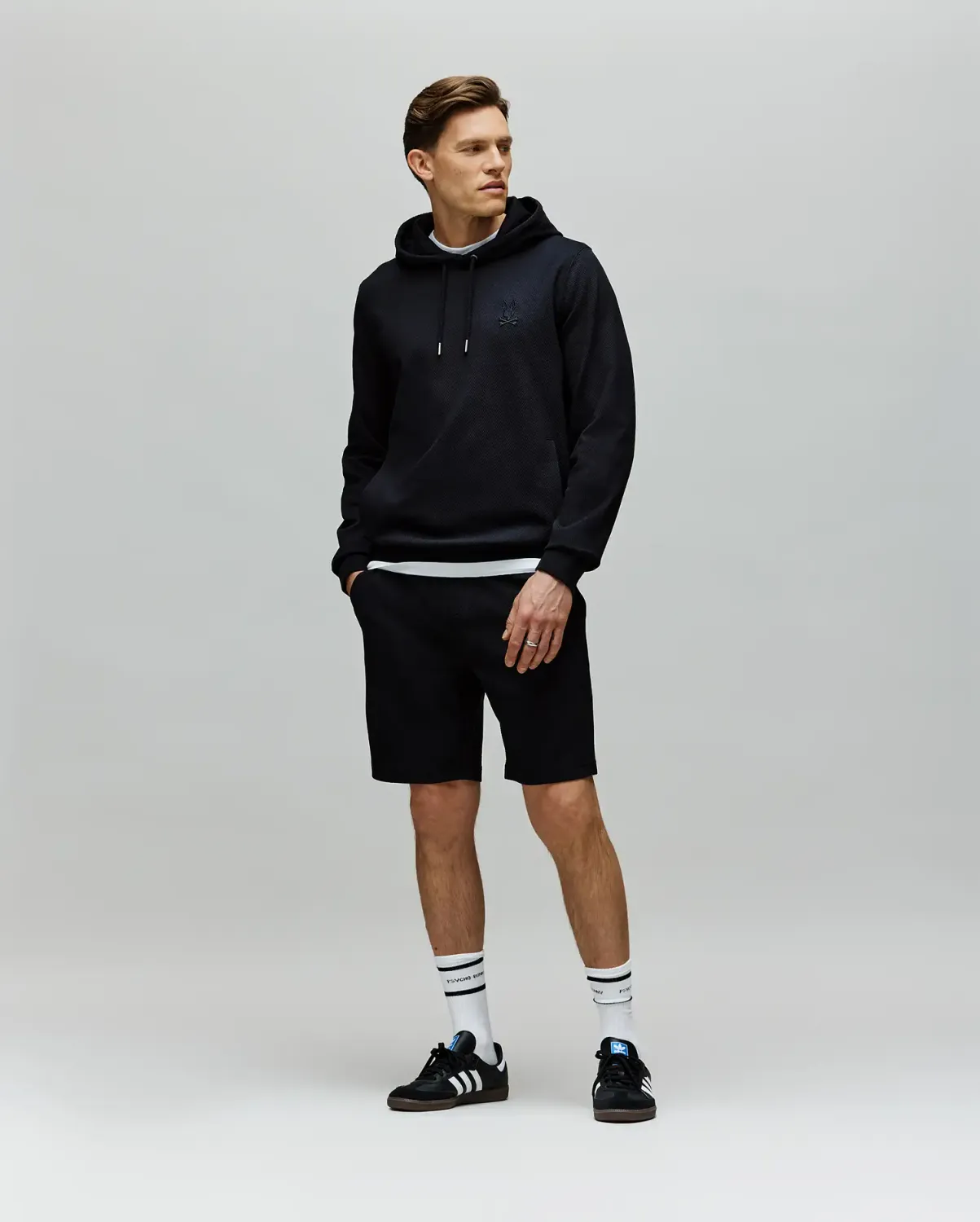 Psycho Bunny MT0500019 Mens Twill Textured Hoodie