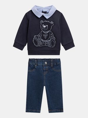 Guess I5BG15KAX74 Baby Boy's Sweatshirt & Denim Pant Set/