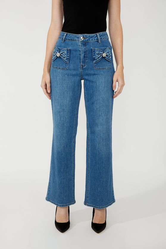 Frank Lyman 254978 Rhinestone Front Pockets Jeans