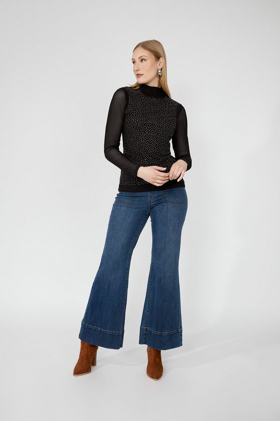 Frank Lyman 253807 Women's Mesh Knit Top w/ Rhinestones