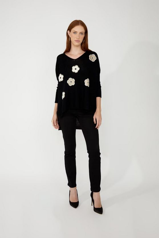 Frank Lyman 253872 Women's Knit Sweater w/ Floral Pattern