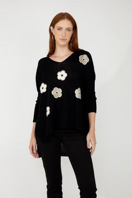 Frank Lyman 253872 Women's Knit Sweater w/ Floral Pattern/