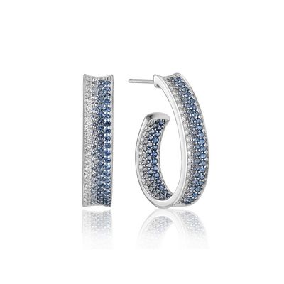 Sif Jakobs E2390-GBL Women's Silver & Blue CZ Feline Concavo Earrings