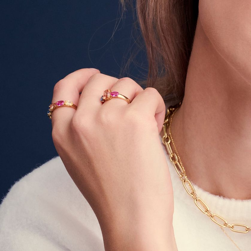 Sif Jakobs R2341-XCZ-YG Gold Plated Elisse Cinque Ring