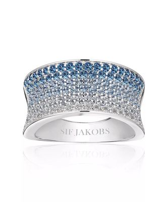 Sif Jakobs R2393-GBL Sterling Silver Felline Concavo Ring w/ Blue CZ