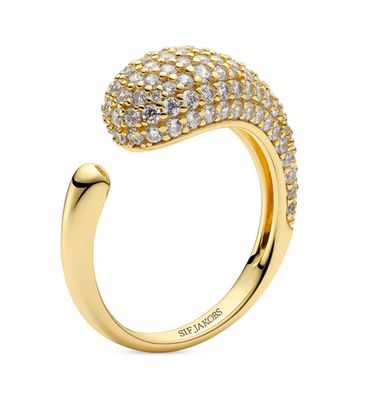 Sif Jakobs R2753-CZ-YG Gold Plated Goccia Piccolo Ring/