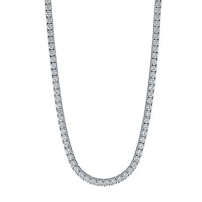 Italgem MTN13 Women's S.Steel 3MM White CZ Side-Clasp Tennis Necklace/