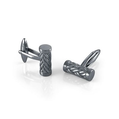 Italgem CL67 Men's Gun-IP Steel Weave Cufflinks