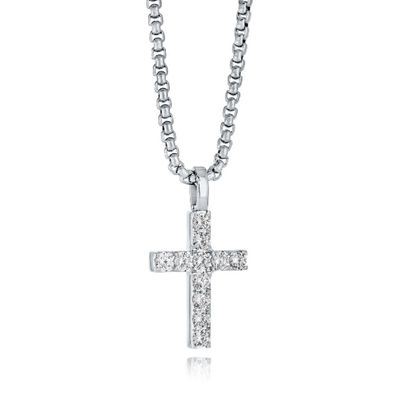 Italgem SC198 Women's S.Steel Polished CZ Cross Chain/