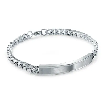 Italgem SMB802 Men's S.Steel 6MM Centre ID-Plate Curb Bracelet