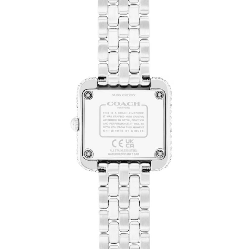 Coach 14504558 Women's Watch CZ Square Shape – Silver