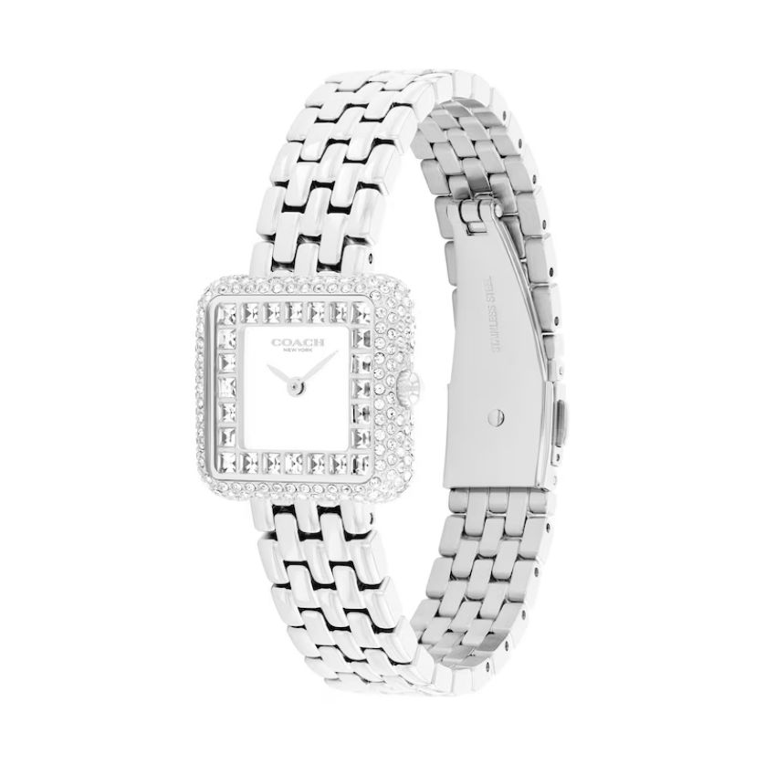 Coach 14504558 Women's Watch CZ Square Shape – Silver
