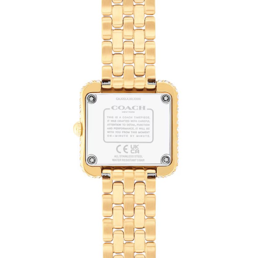 Coach 14504559 Women's Watch CZ Square Shape – Gold