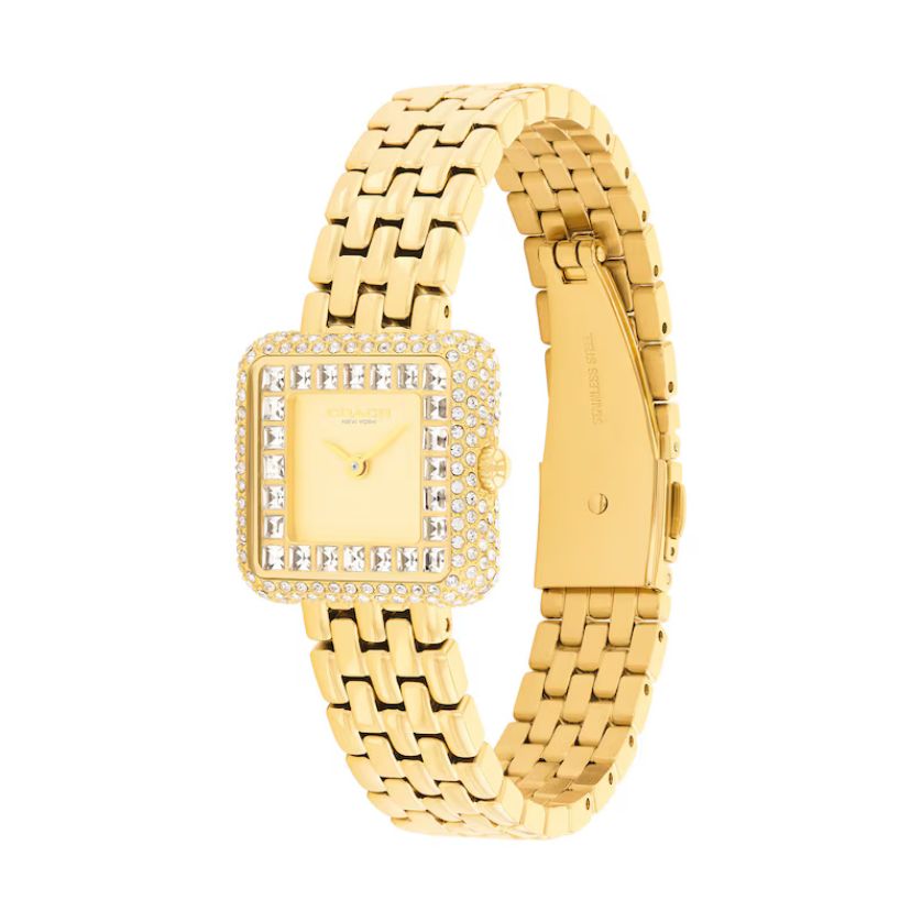 Coach 14504559 Women's Watch CZ Square Shape – Gold