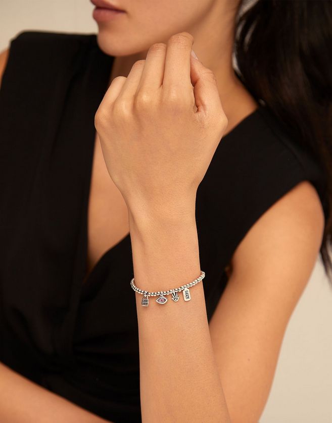 UNOde50 PUL1853RSAMTL0M Bracelet Silver Charms Pink Eye