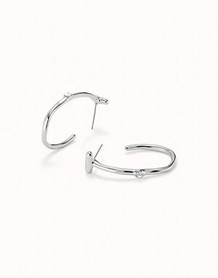 Uno de 50 PEN0959BLNMTL0U Hoop Earrings White Topaz Stone – Silver Plated