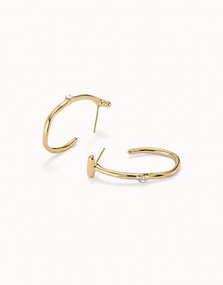 Uno de 50 PEN0959BLNORO0U Hoop Earrings White Topaz Stone/ 18KT GOLD PLATED
