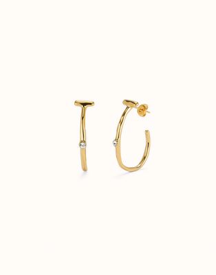 Uno de 50 PEN0959BLNORO0U Hoop Earrings White Topaz Stone/ 18KT GOLD PLATED