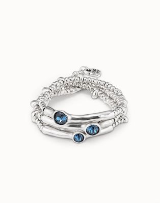 UNOde50 PUL2226AZUMTL0M Silver 3 Blue Stones Multi Row Bracelet