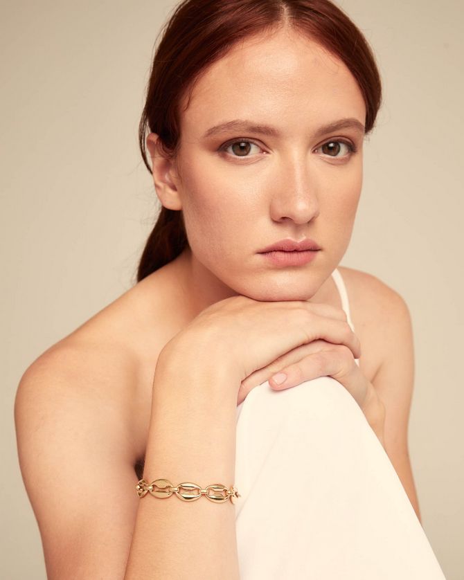 UNOde50 PUL2407ORO0000M 18kt Gold-Plated Small Oval Links Bracelet