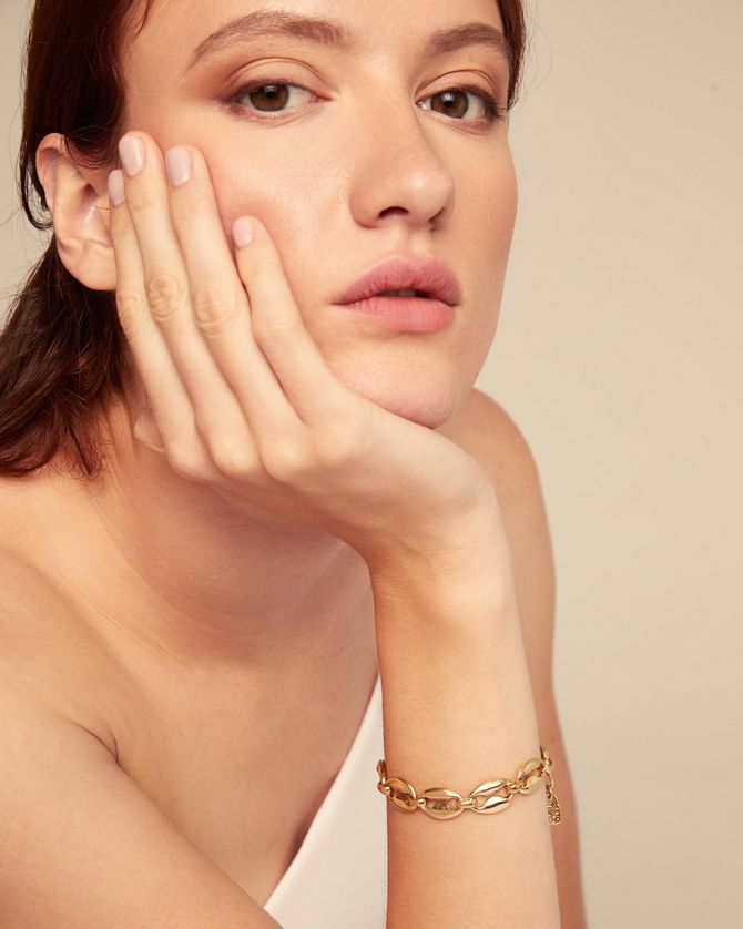 UNOde50 PUL2407ORO0000M 18kt Gold-Plated Small Oval Links Bracelet