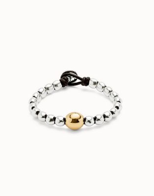 Uno de 50 PUL2523OROMTL0L Silver Beaded Bracelet Gold Center Bead