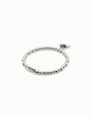 Uno de 50 PUL2514NGRMTL0 Crystal Heart Charm Bracelet /SILVER BLACK/