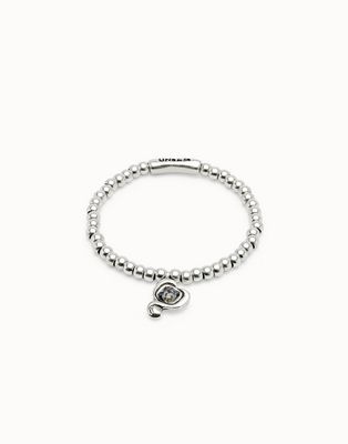 Uno de 50 PUL2514NGRMTL0 Crystal Heart Charm Bracelet /SILVER BLACK/