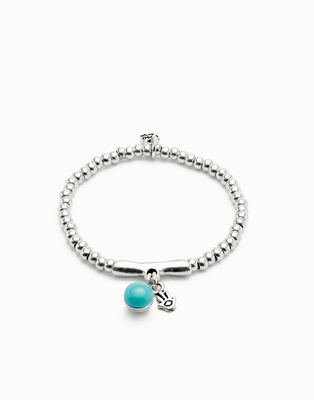Uno de 50 PUL2534TURMTL0 Hand of Protection Murano Charm Bracelet /SILVER TURQUOISE